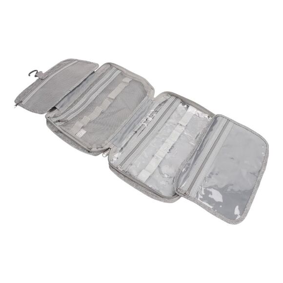 Travel Hanging Toiletry Makeup Bag NEW Gray Foldable, Separate Compartments - Picture 4 of 6